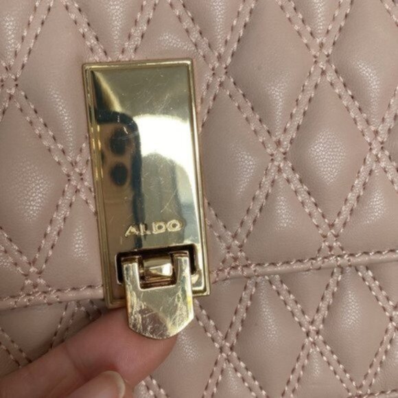 Aldo Pink Quilted Faux Leather Purse With Gold Hardware - Picture 8 of 15